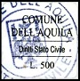 Marca da Bollo del Comune di L´AQUILA su Carta Bianca di dimensioni 17 x 15 mm