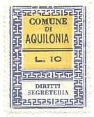 Marca da Bollo del Comune di AQUILONIA su Carta Bianca di dimensioni 22 x 36 mm