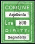 Marca da Bollo del Comune di AQUILONIA su Carta Bianca di dimensioni 21 X 27 mm