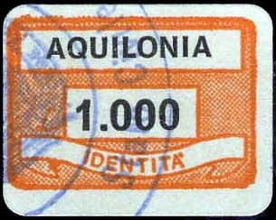 Marca da Bollo del Comune di AQUILONIA su Carta Bianca di dimensioni 20 x 14 mm