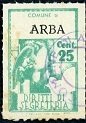 Marca da Bollo del Comune di ARBA su Carta Bianca Sottile di dimensioni 21 X 32 mm
