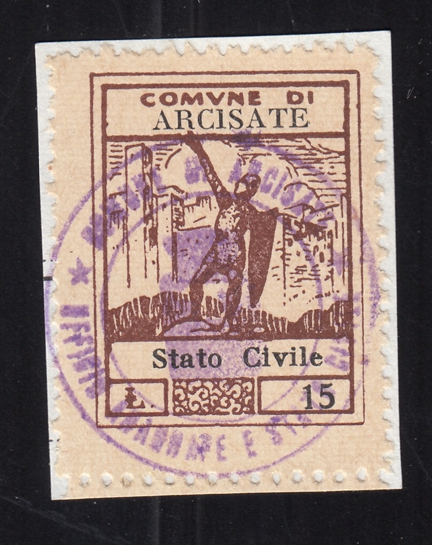 Marca da Bollo del Comune di ARCISATE su Carta Bianca di dimensioni 22 x 29 mm