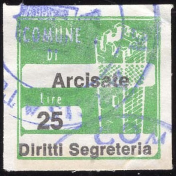 Marca da Bollo del Comune di ARCISATE su Carta Bianca di dimensioni 20 x 20 mm
