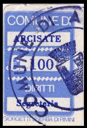 Marca da Bollo del Comune di ARCISATE su Carta Bianca di dimensioni 20 x 28 mm