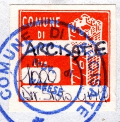 Marca da Bollo del Comune di ARCISATE su Carta Bianca di dimensioni 20 x 20 mm