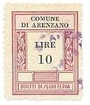 Marca da Bollo del Comune di ARENZANO su Carta Bianca Sottile di dimensioni 23 x 29,5 mm