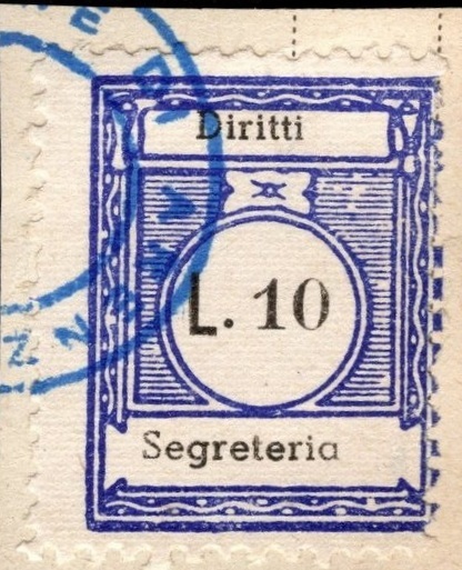 Marca da Bollo del Comune di ARENZANO su Carta Bianca di dimensioni 22 x 28 mm