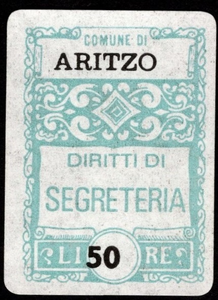 Marca da Bollo del Comune di ARITZO su Carta Bianca di dimensioni 23 x 33 mm