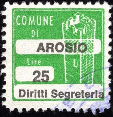 Marca da Bollo del Comune di AROSIO su Carta Bianca di dimensioni 20 x 20 mm