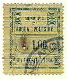 Marca da Bollo del Comune di ARQUA´ POLESINE su Carta Bianca Sottile di dimensioni 24 x 29 mm