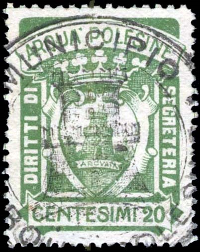 Marca da Bollo del Comune di ARQUA´ POLESINE su Carta Bianca Sottile di dimensioni 25 x 30,5 mm