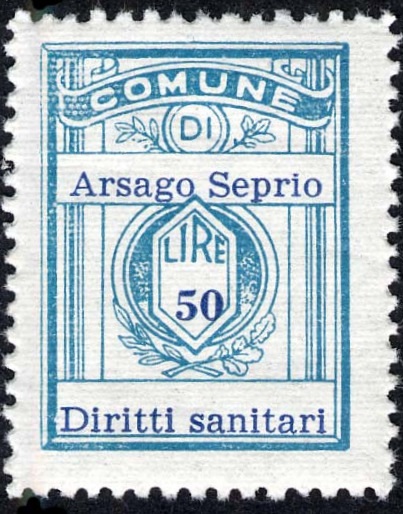 Marca da Bollo del Comune di ARSAGO SEPRIO su Carta Bianca di dimensioni 21 X 27 mm