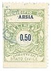 Marca da Bollo del Comune di ARSIE´ su Carta Bianca di dimensioni 21,5 x 28 mm