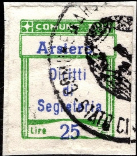 Marca da Bollo del Comune di ARSIERO su Carta Bianca di dimensioni 19 x 25 mm