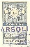 Marca da Bollo del Comune di ARSOLI su Carta Bianca di dimensioni 25 x 42 mm