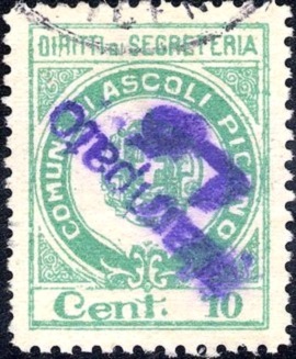 Marca da Bollo del Comune di ASCOLI PICENO su Carta Bianca di dimensioni 23 x 29 mm