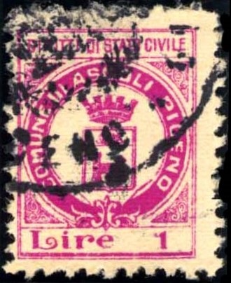 Marca da Bollo del Comune di ASCOLI PICENO su Carta Bianca di dimensioni 17 x 23 mm