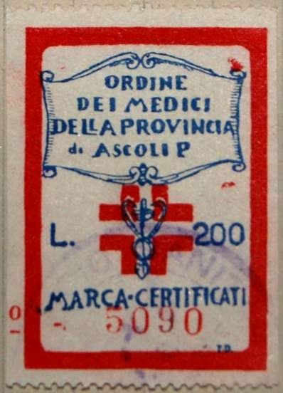 Marca da Bollo del Comune di ASCOLI PICENO su Carta Bianca di dimensioni 25 x 33 mm