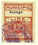 Marca da Bollo del Comune di ASSAGO su Carta Bianca Sottile di dimensioni 22 x 29 mm