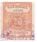 Marca da Bollo del Comune di ASSISI su Carta Bianca di dimensioni 23,5 x 29,5 mm