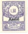 Marca da Bollo del Comune di ASSISI su Carta Bianca di dimensioni 22 x 28,5 mm
