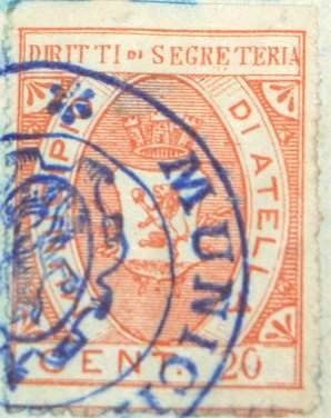 Marca da Bollo del Comune di ATELLA su Carta Bianca di dimensioni 21 X 27 mm