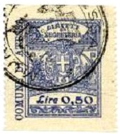 Marca da Bollo del Comune di ATESSA su Carta Bianca Sottile di dimensioni 25,5 x 29,5 mm
