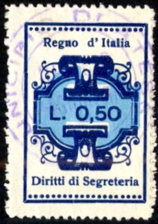 Marca da Bollo del Comune di ATESSA su Carta Bianca di dimensioni 23,5 x 35 mm