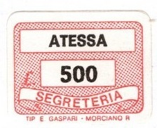 Marca da Bollo del Comune di ATESSA su Carta Bianca di dimensioni 20 x 14 mm