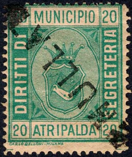Marca da Bollo del Comune di ATRIPALDA su Carta Bianca Sottile di dimensioni 24,5 x 30 mm