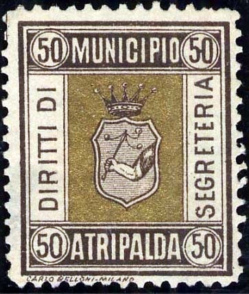 Marca da Bollo del Comune di ATRIPALDA su Carta Sottile di dimensioni 21,5 x 26 mm