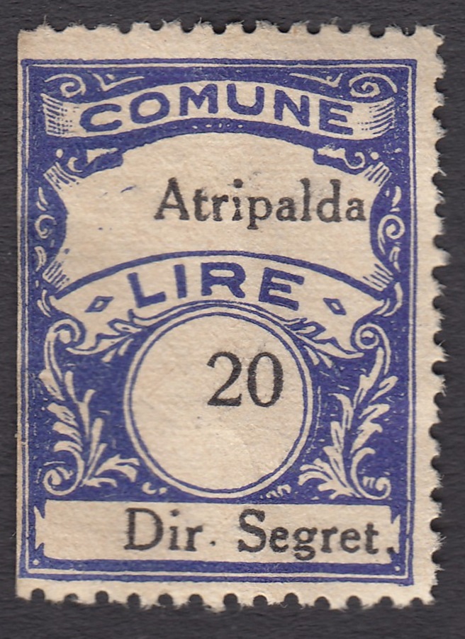 Marca da Bollo del Comune di ATRIPALDA su Carta Bianca Sottile di dimensioni 22 x 29 mm
