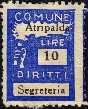 Marca da Bollo del Comune di ATRIPALDA su Carta Bianca di dimensioni 18 x 24,5 mm