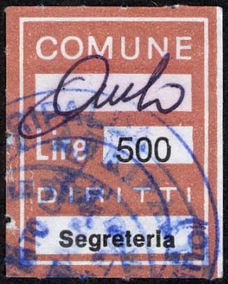 Marca da Bollo del Comune di ATRIPALDA su Carta Bianca di dimensioni 21 x 26,5 mm