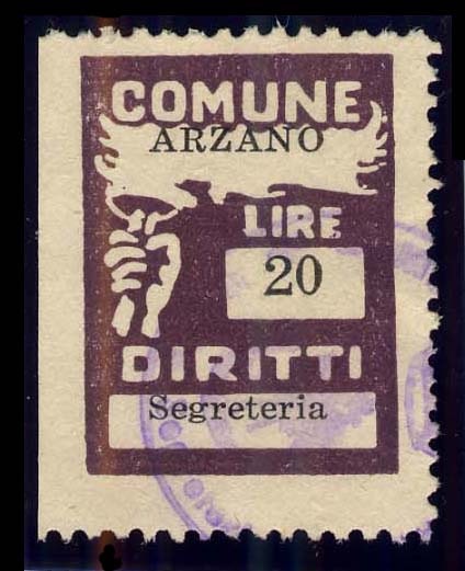 Marca da Bollo del Comune di AUDITORE su Carta Bianca di dimensioni 19,5 x 26,5 mm