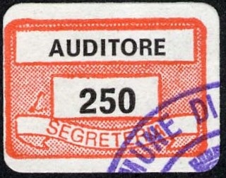 Marca da Bollo del Comune di AUDITORE su Carta Bianca di dimensioni 19 x 13,5 mm