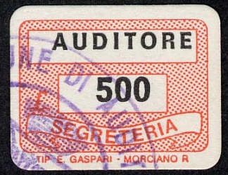 Marca da Bollo del Comune di AUDITORE su Carta Bianca di dimensioni 19 x 14 mm
