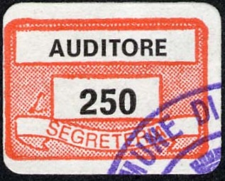 Marca da Bollo del Comune di AUDITORE su Carta Bianca di dimensioni 19 x 14 mm