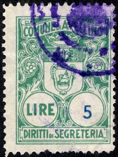 Marca da Bollo del Comune di AVELLINO su Carta Bianca Sottile di dimensioni 21 x 29 mm