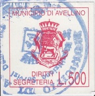 Marca da Bollo del Comune di AVELLINO su Carta Bianca di dimensioni 25 x 25 mm