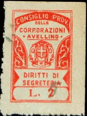 Marca da Bollo del Comune di AVELLINO su Carta Bianca di dimensioni 20 x 31 mm