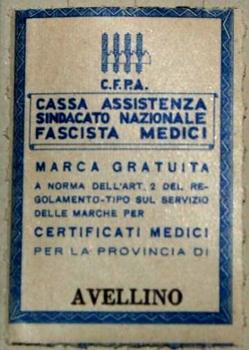 Marca da Bollo del Comune di AVELLINO su Carta Bianca di dimensioni 24 X 38 mm