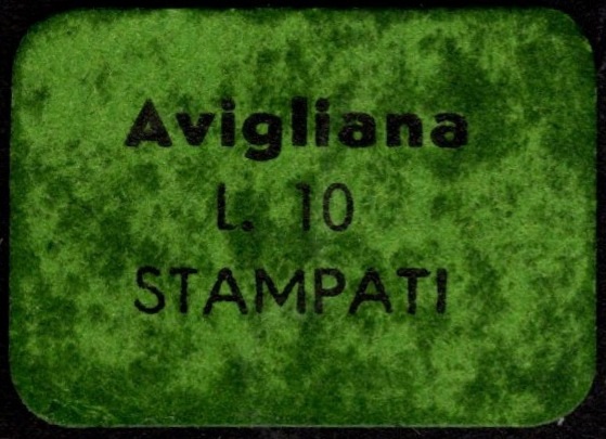 Marca da Bollo del Comune di AVIGLIANA su Carta Colorata di dimensioni 20 X 14 mm
