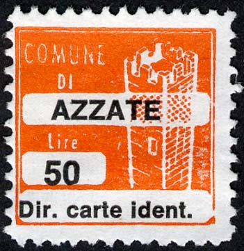 Marca da Bollo del Comune di AZZATE su Carta Bianca di dimensioni 20 x 20 mm