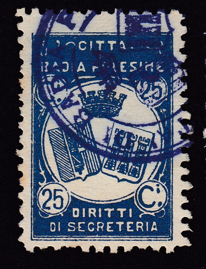 Marca da Bollo del Comune di BADIA POLESINE su Carta Bianca di dimensioni 22 X 33 mm