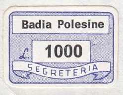 Marca da Bollo del Comune di BADIA POLESINE su Carta Bianca di dimensioni 20 x 14 mm
