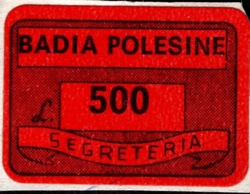 Marca da Bollo del Comune di BADIA POLESINE su Carta Colorata di dimensioni 20 x 14 mm