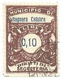 Marca da Bollo del Comune di BAGNARA CALABRA su Carta Bianca di dimensioni 25,5 x 34 mm