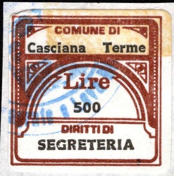 Marca da Bollo del Comune di CASCINA TERME su Carta Bianca di dimensioni 20 x 20 mm