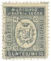 Marca da Bollo del Comune di BAGNI DI LUCCA su Carta Bianca Sottile di dimensioni 20 x 25,5 mm